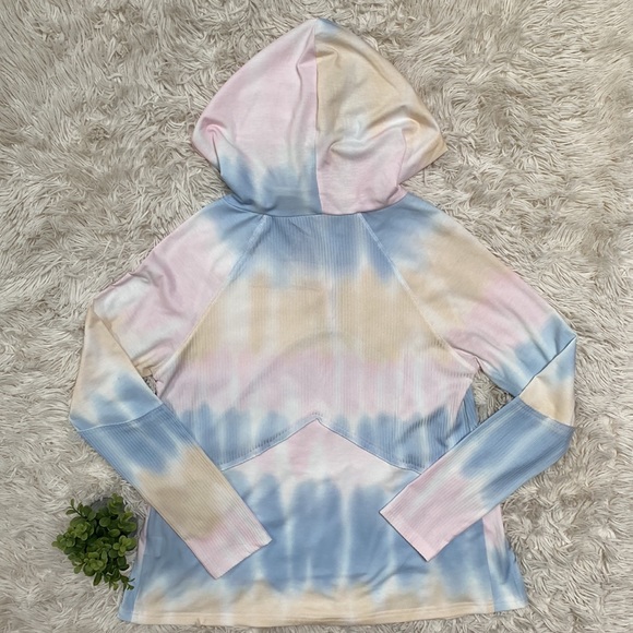 Boutique Tie Dye Hooded Top 💗 Pink Blue Yellow & White - Picture 4 of 14